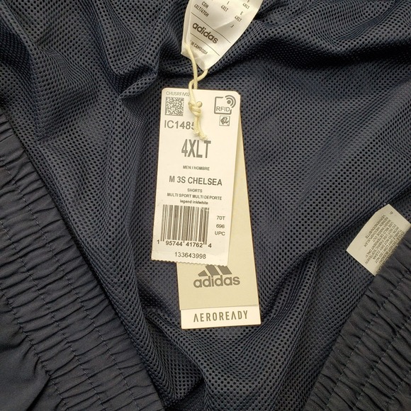 Adidas Aeroready Athletic Shorts Mens 4XLT Blue Lined White 3 Stripe Drawstring - Picture 7 of 9